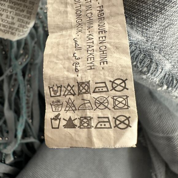 Zara Womens Denim Jacket Size S Blue Fringe Cowgirl Festival‎ Boho Hippie Retro - Picture 5 of 8